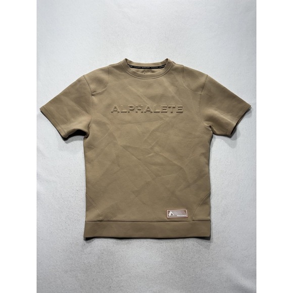 Alphalete Other - Alphalete Shirt Mens Small Beige Elements Embossed Logo Heavyweight Tee Athletic